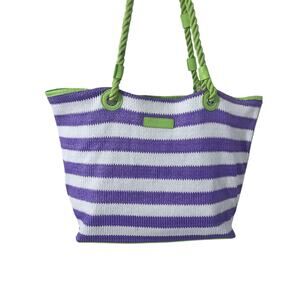 Striped Purple and White Vera Bradley Tote Bag